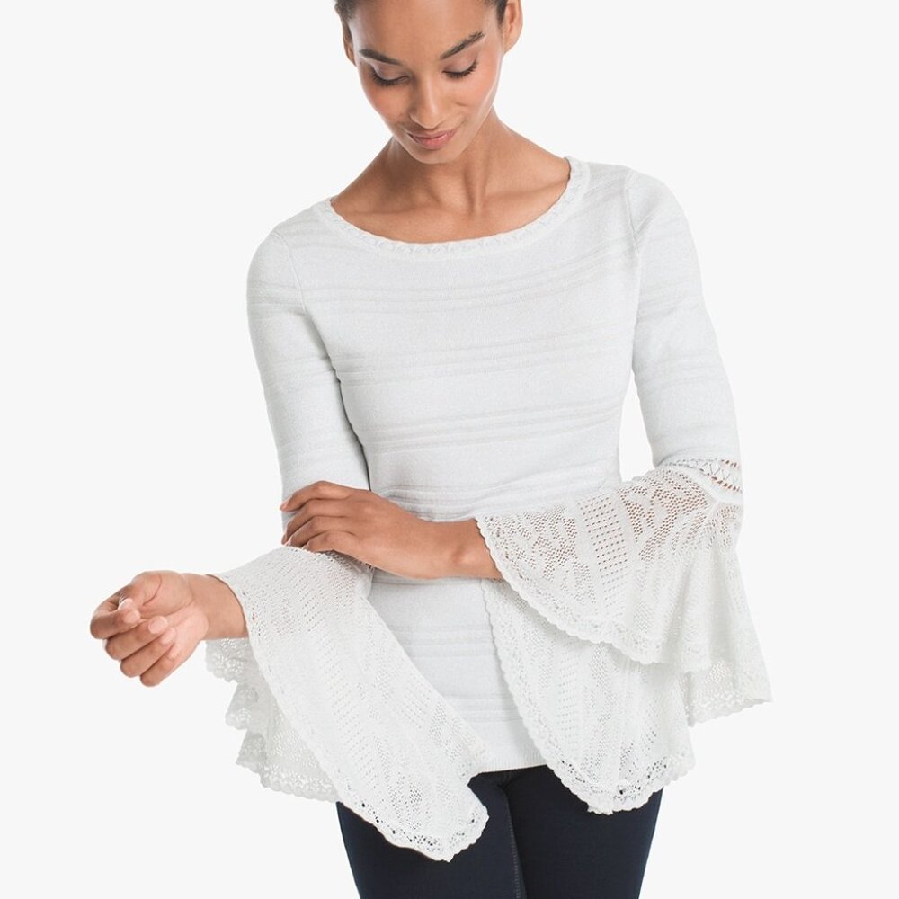 White House Black Market Sweater with Lacy Flutter Sleeves